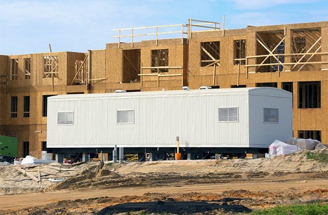 office trailers and equipment rental at a construction site in Crowley